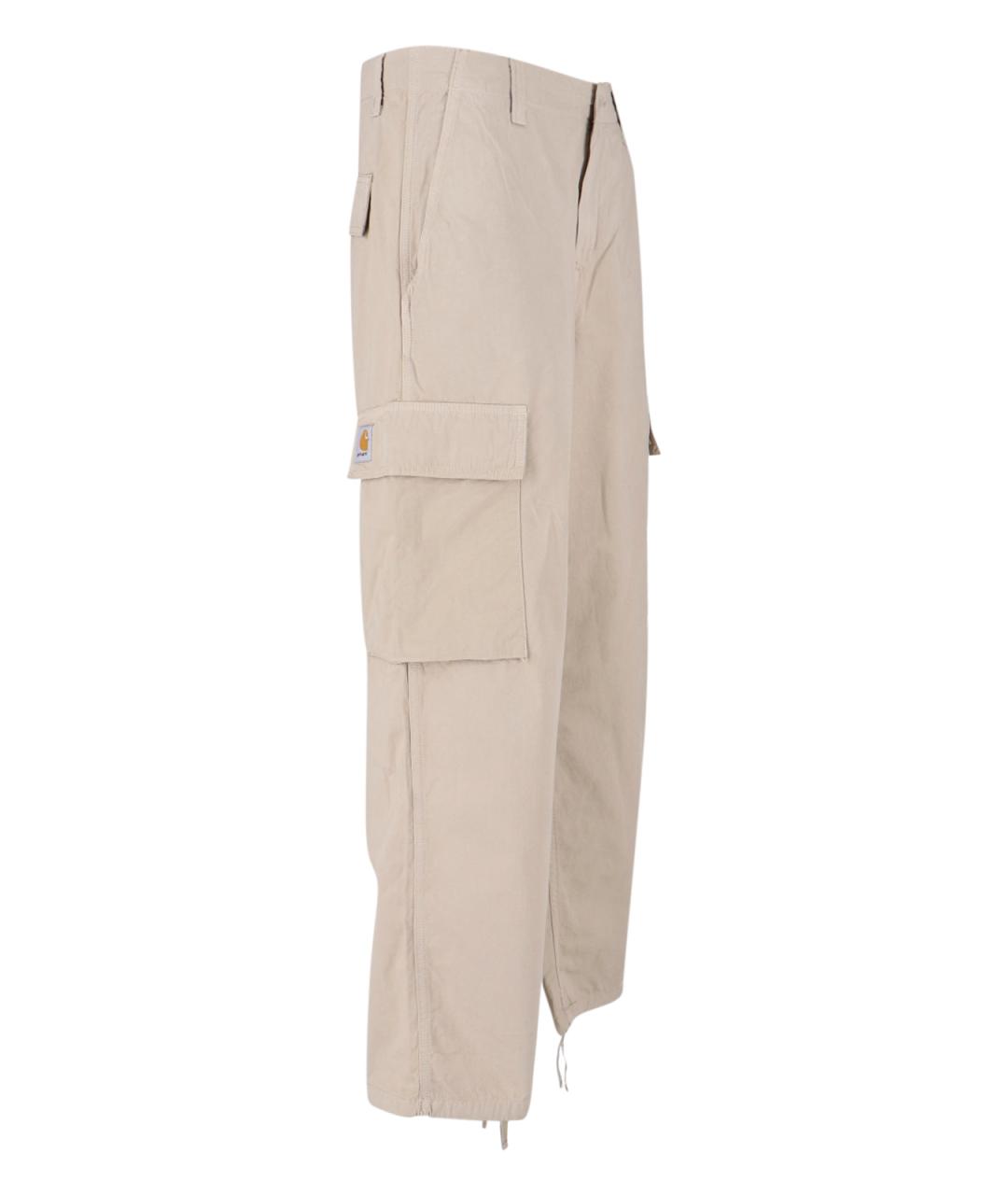 CARHARTT WIP Бежевые хлопковые повседневные брюки, фото 3