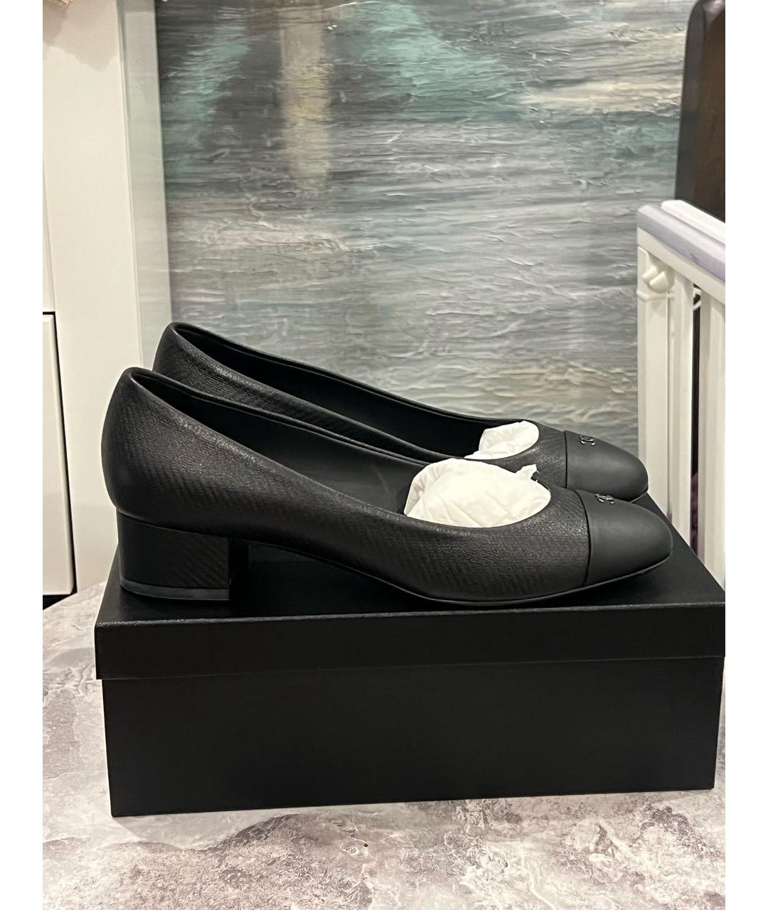 CHANEL Черные кожаные туфли, фото 5