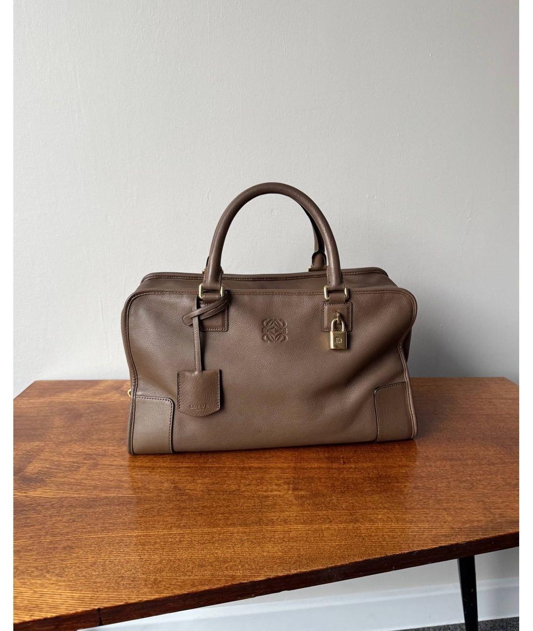 LOEWE Коричневая кожаная сумка с короткими ручками, фото 10