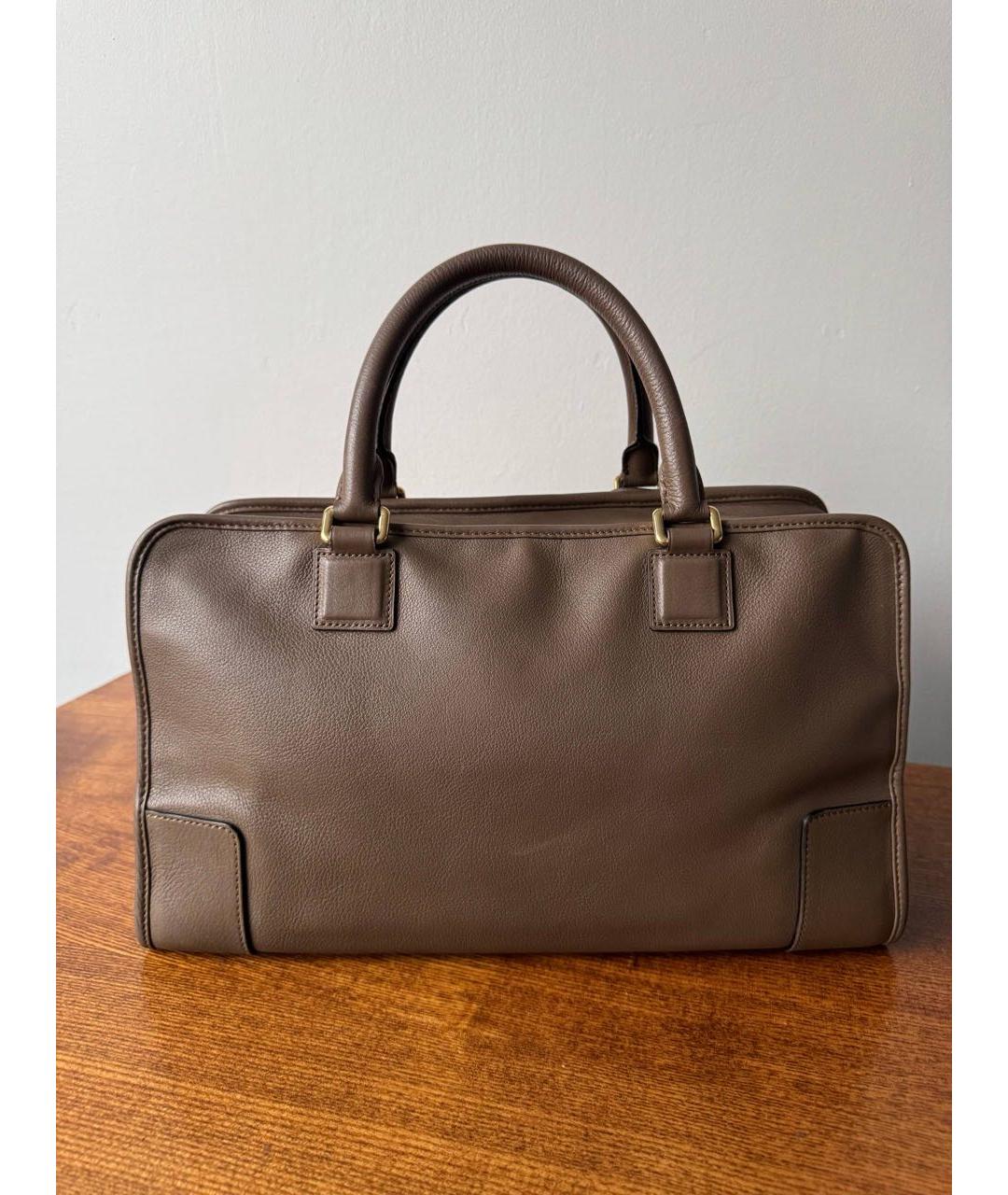 LOEWE Коричневая кожаная сумка с короткими ручками, фото 3