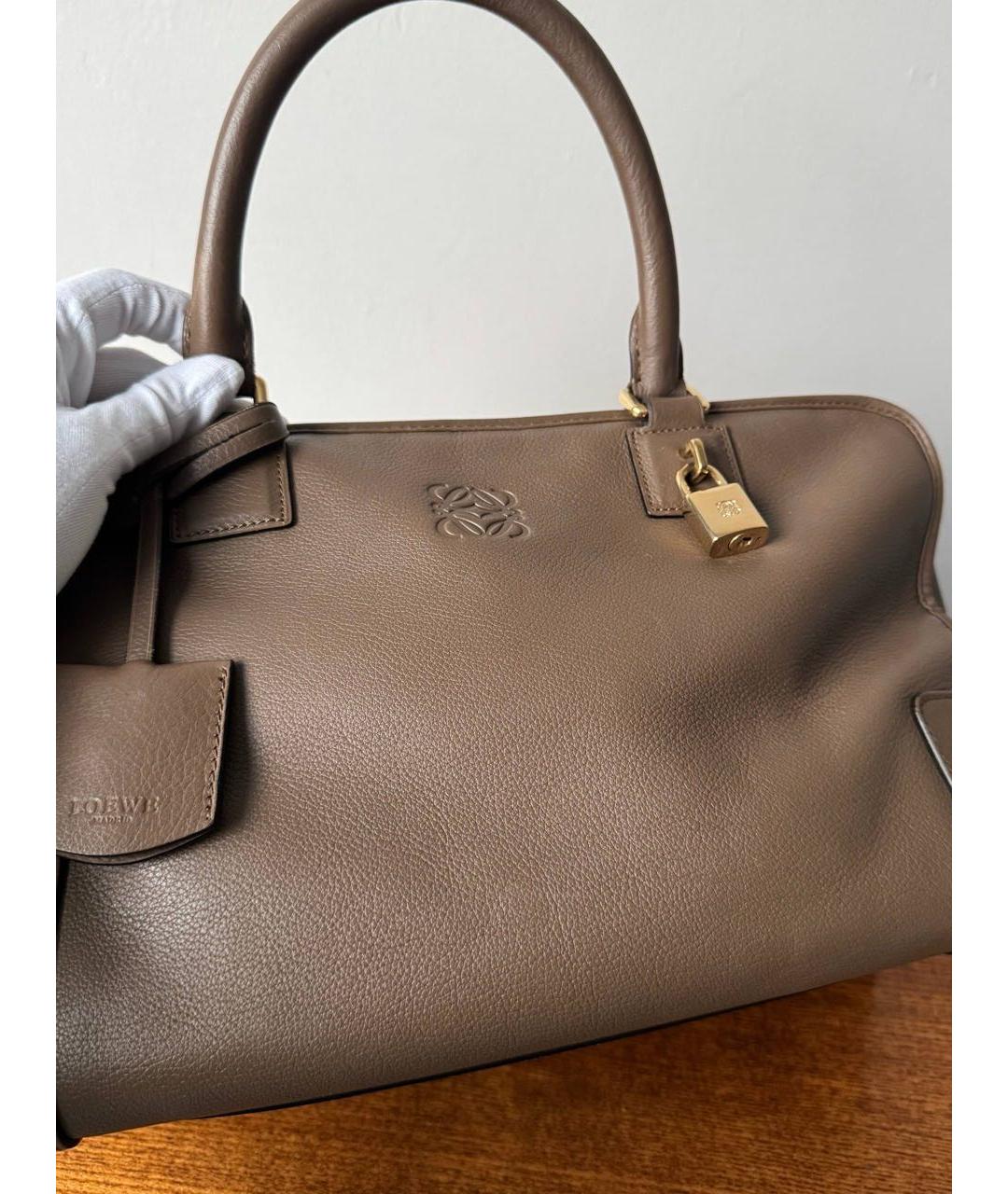 LOEWE Коричневая кожаная сумка с короткими ручками, фото 5