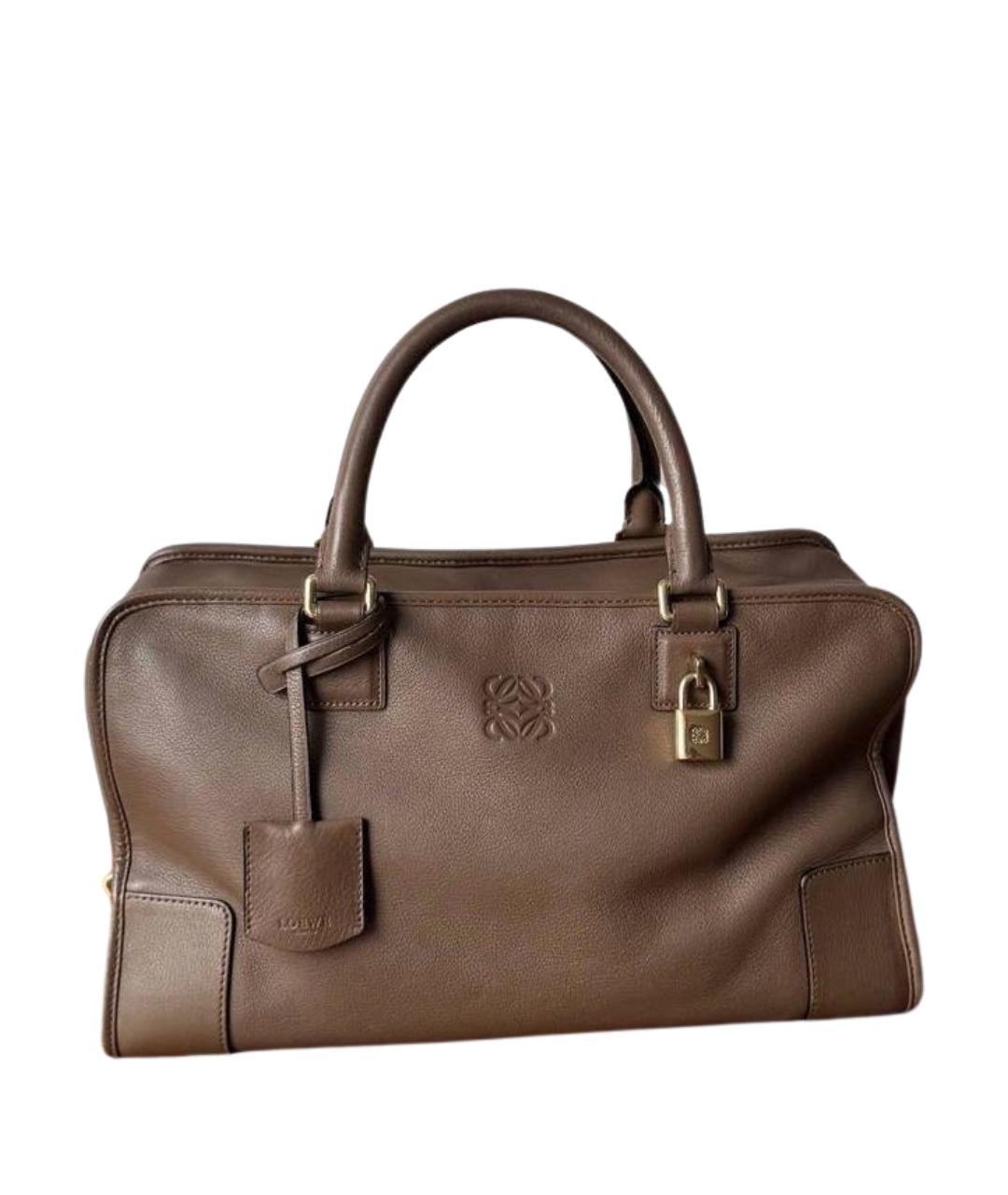 LOEWE Коричневая кожаная сумка с короткими ручками, фото 1