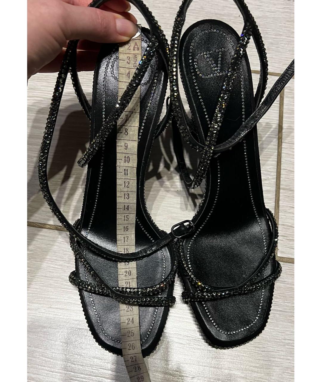 VALENTINO Черные кожаные босоножки, фото 7