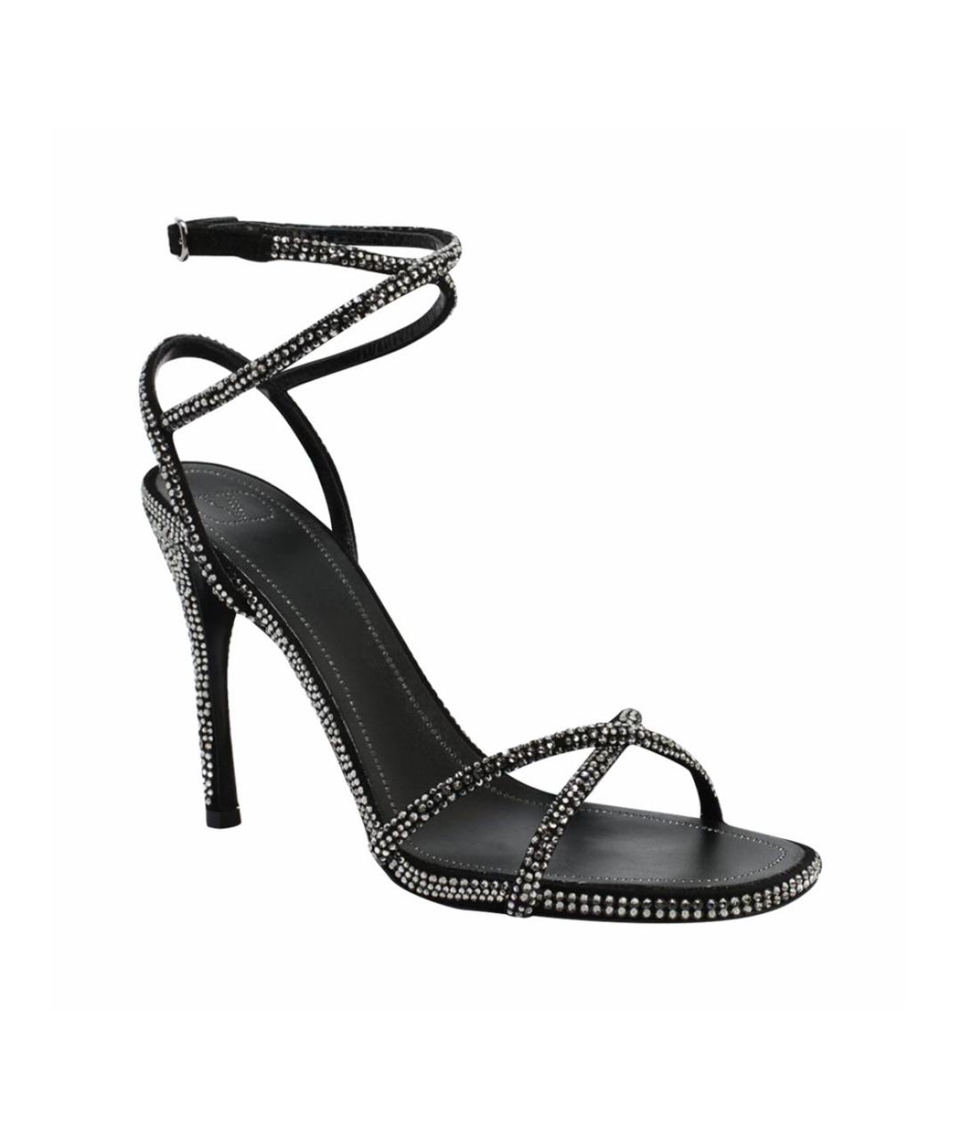 VALENTINO Черные кожаные босоножки, фото 1