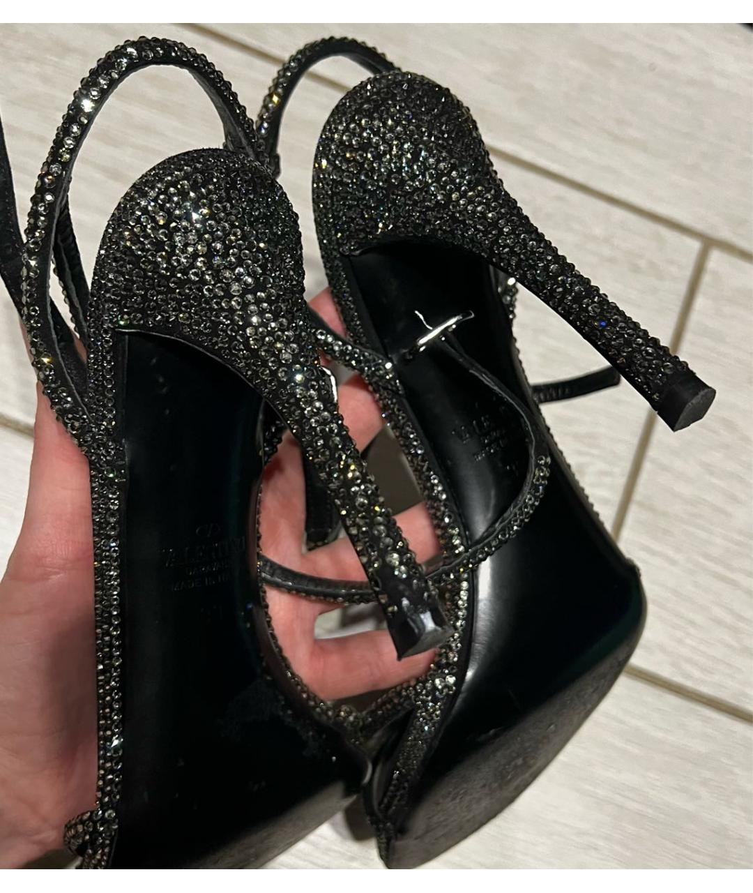 VALENTINO Черные кожаные босоножки, фото 4