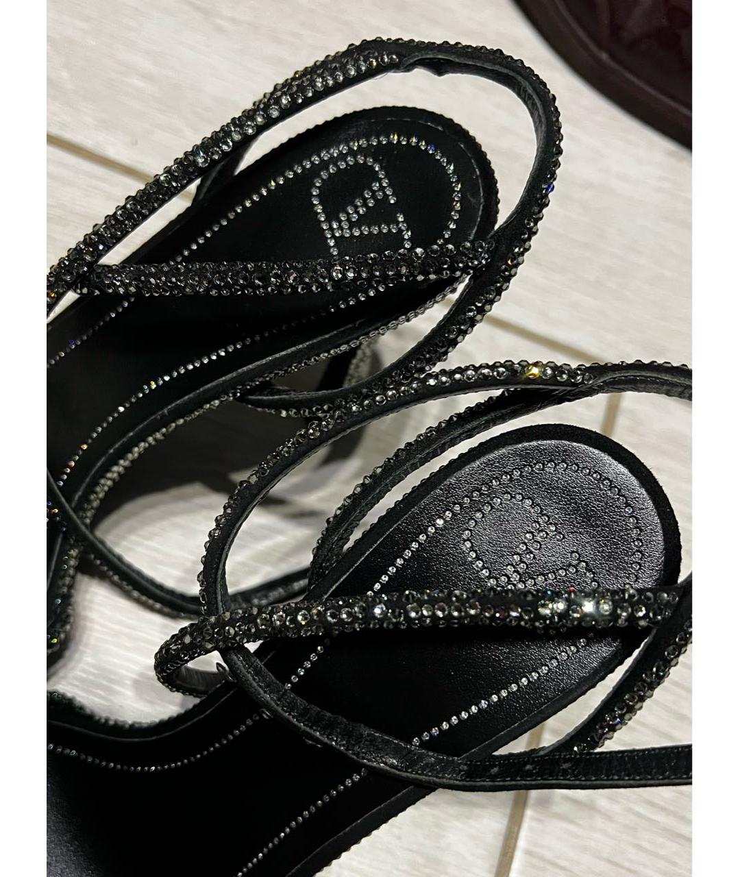 VALENTINO Черные кожаные босоножки, фото 6