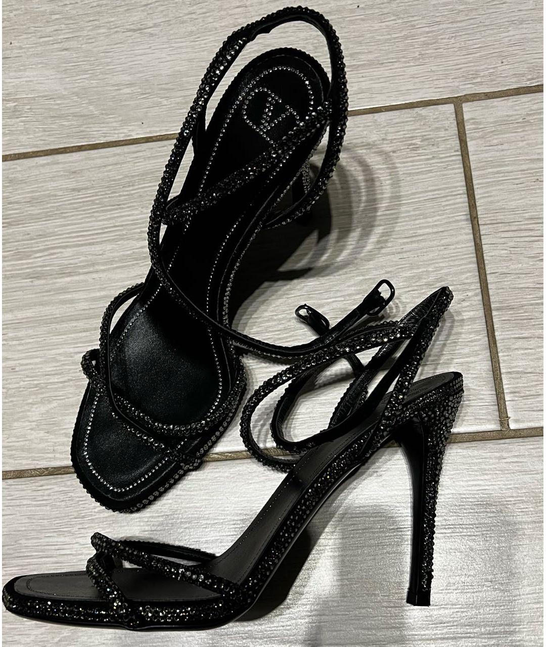 VALENTINO Черные кожаные босоножки, фото 5