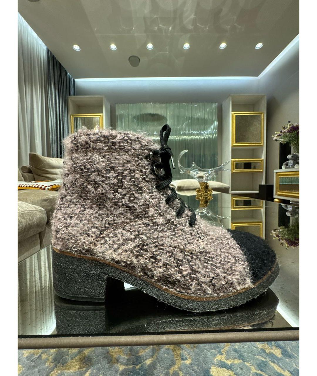 CHANEL Розовые текстильные ботинки, фото 8