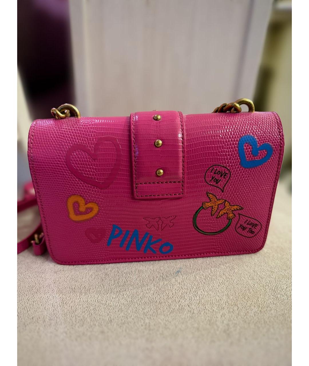 PINKO Розовая сумка через плечо из лакированной кожи, фото 3