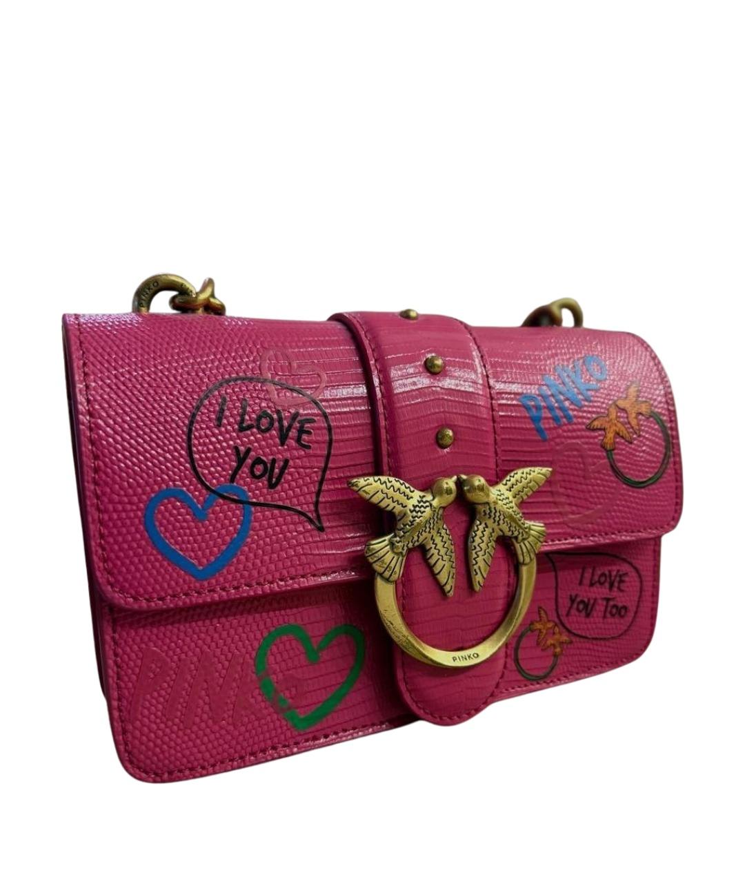 PINKO Розовая сумка через плечо из лакированной кожи, фото 1