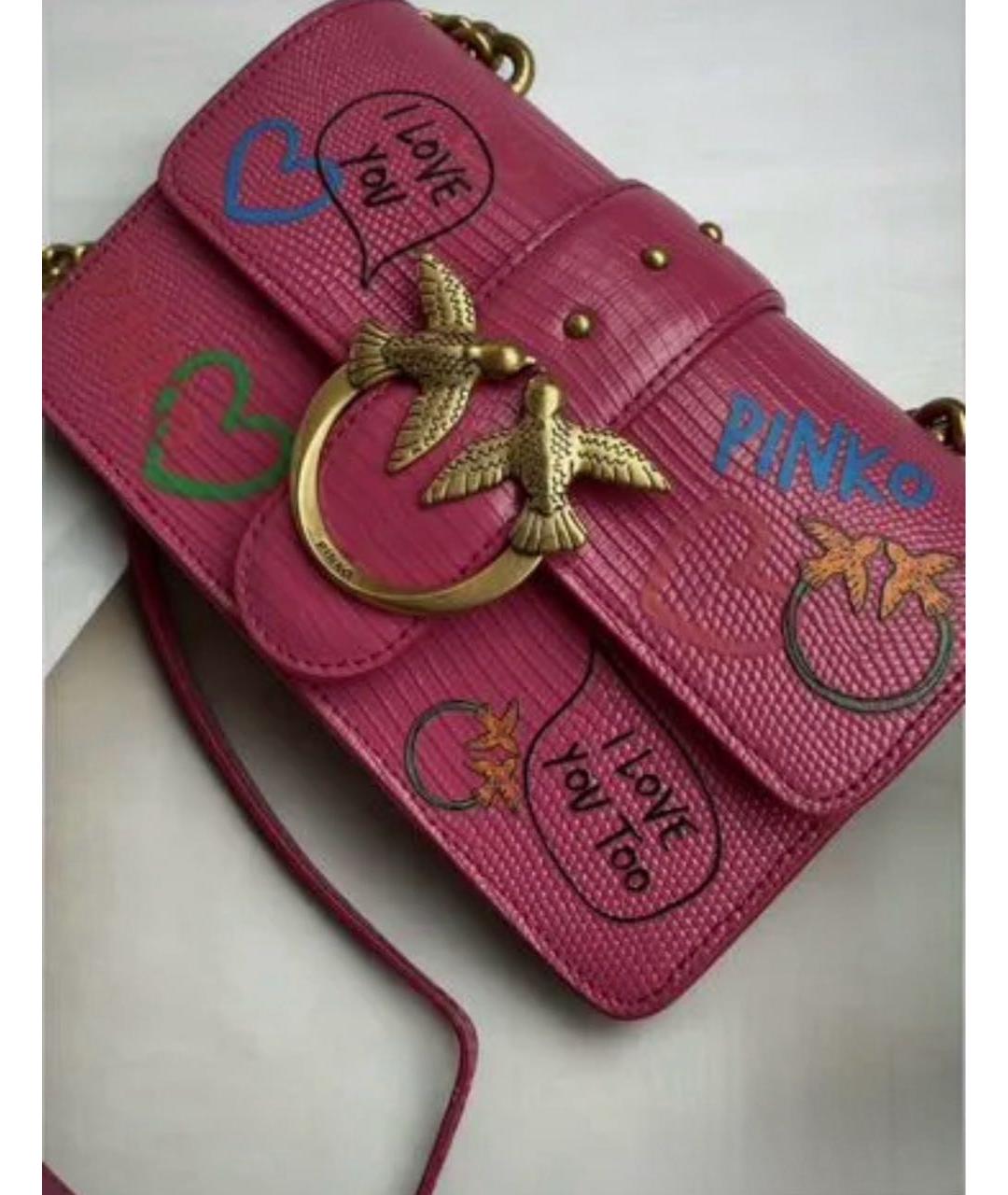 PINKO Розовая сумка через плечо из лакированной кожи, фото 2