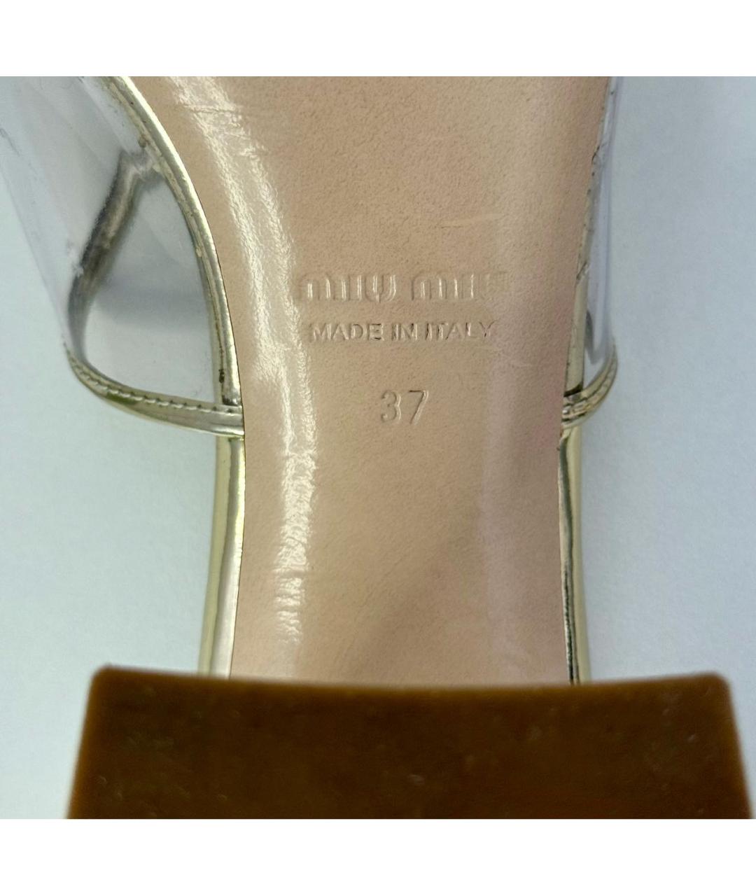 MIU MIU Золотые мюли, фото 6