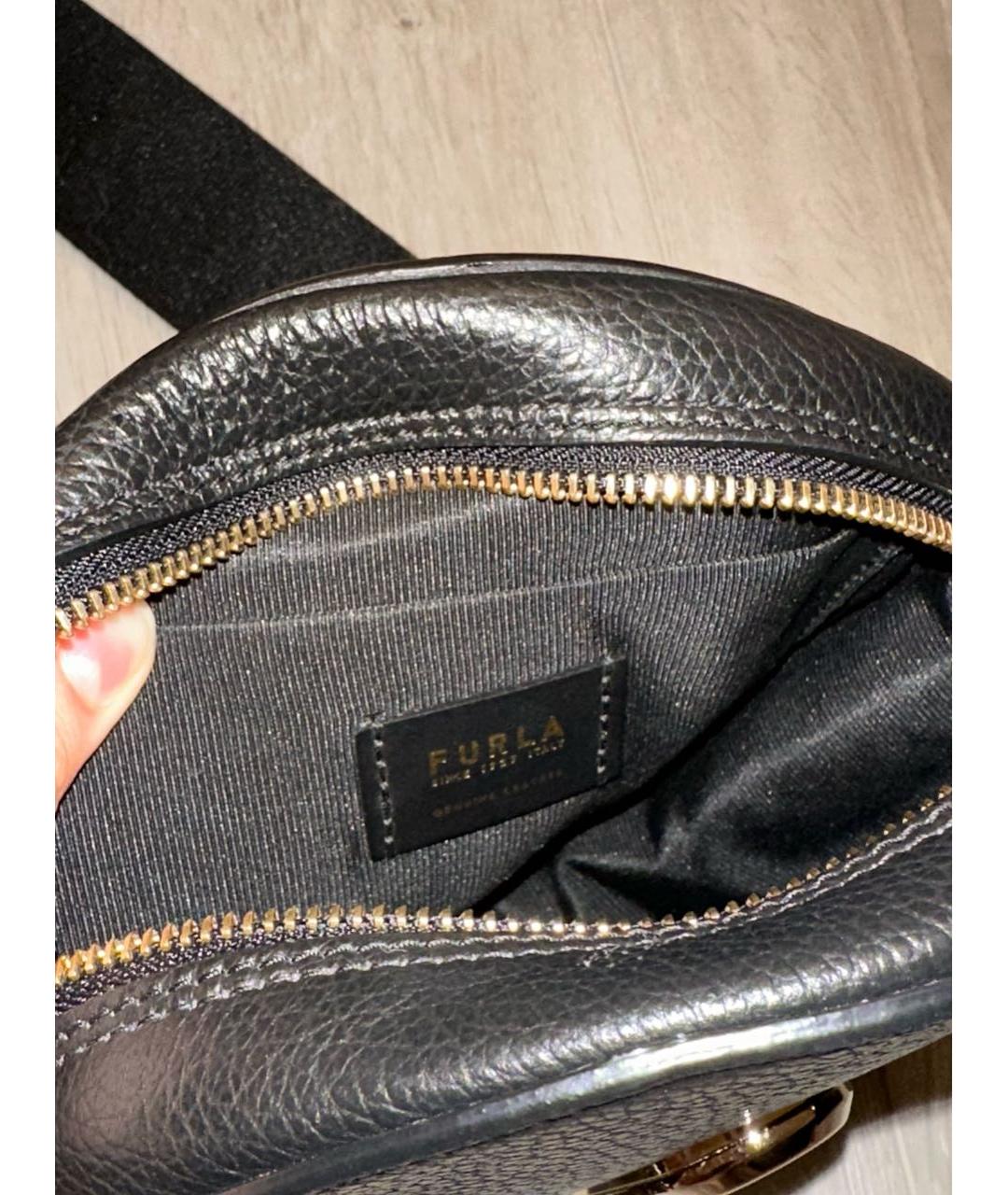 FURLA Черная кожаная сумка через плечо, фото 4
