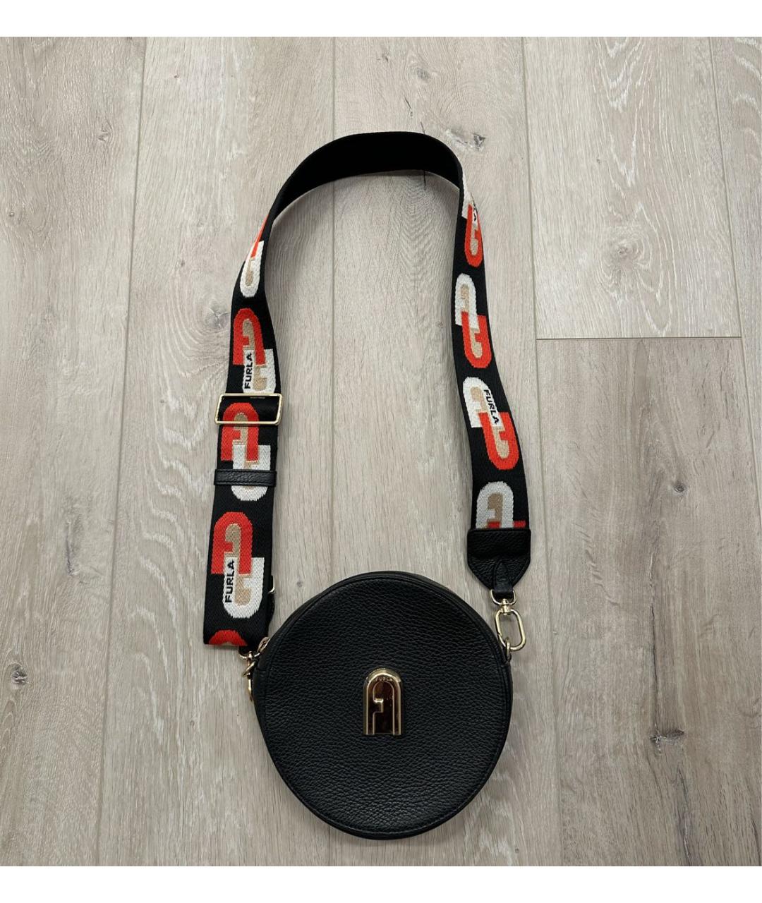 FURLA Черная кожаная сумка через плечо, фото 6