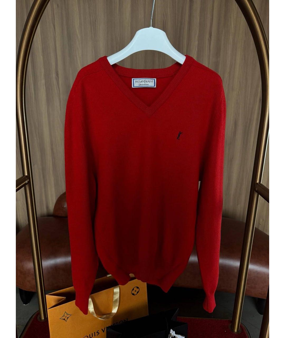 SAINT LAURENT Красный шерстяной джемпер / свитер, фото 9