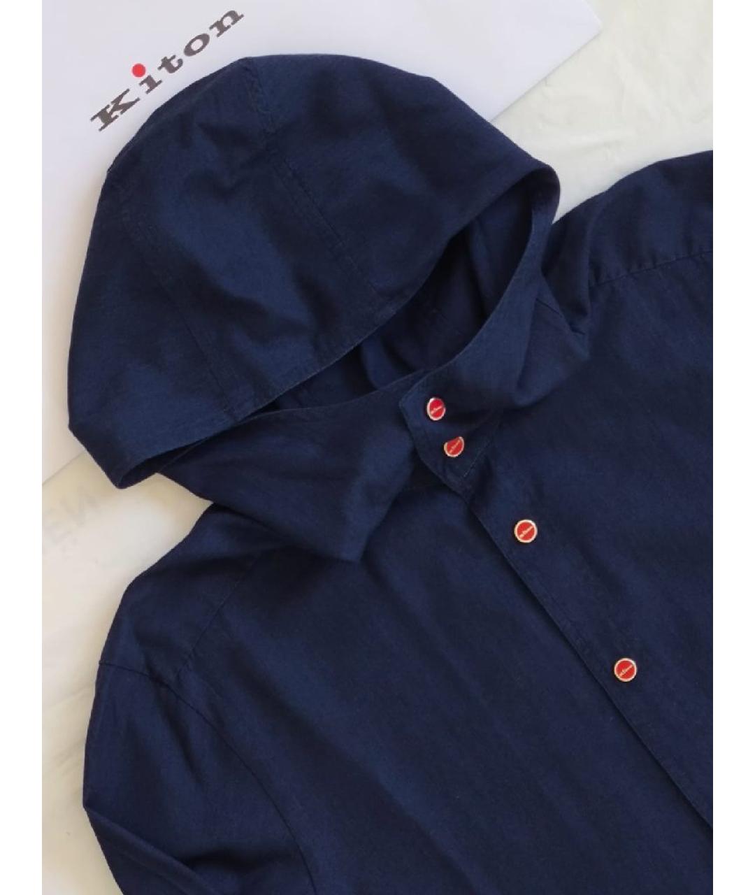 KITON Синяя хлопковая кэжуал рубашка, фото 3