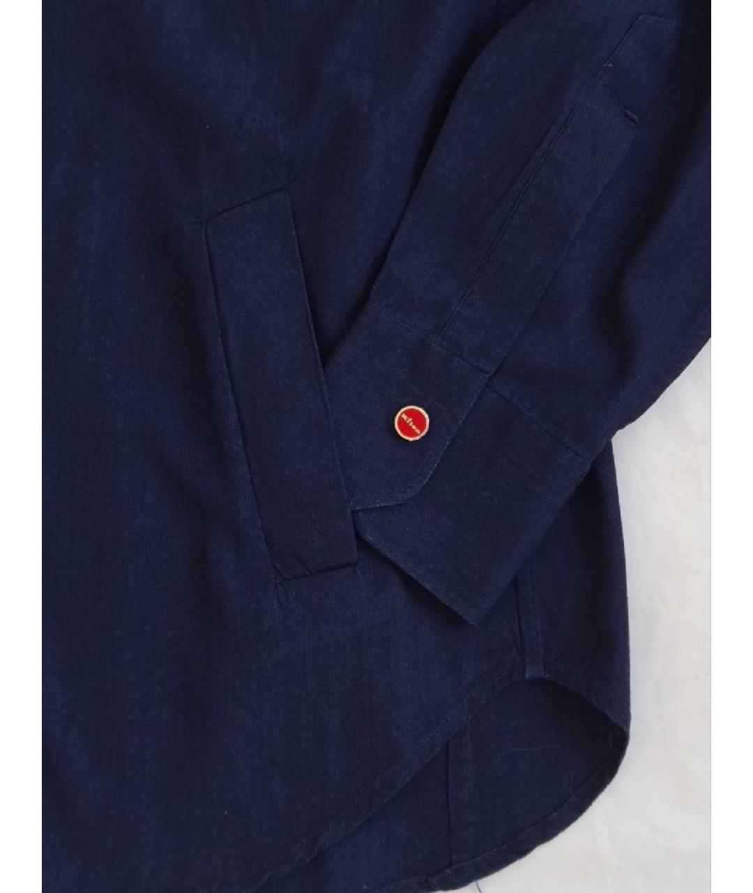 KITON Синяя хлопковая кэжуал рубашка, фото 4