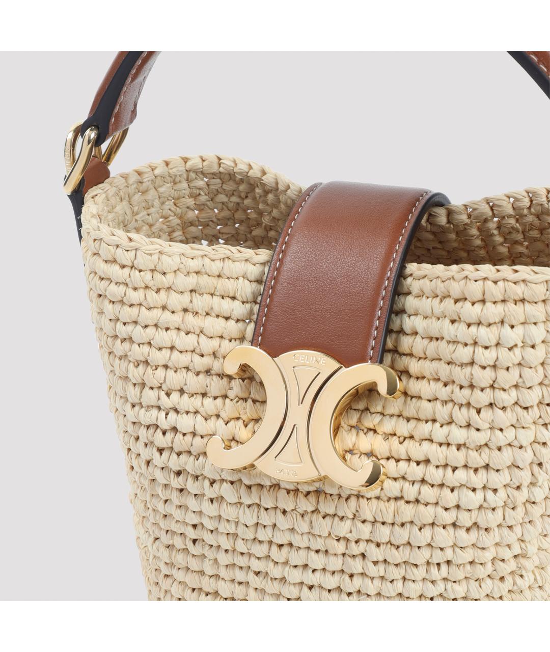 CELINE Бежевая пелетеная сумка с короткими ручками, фото 3
