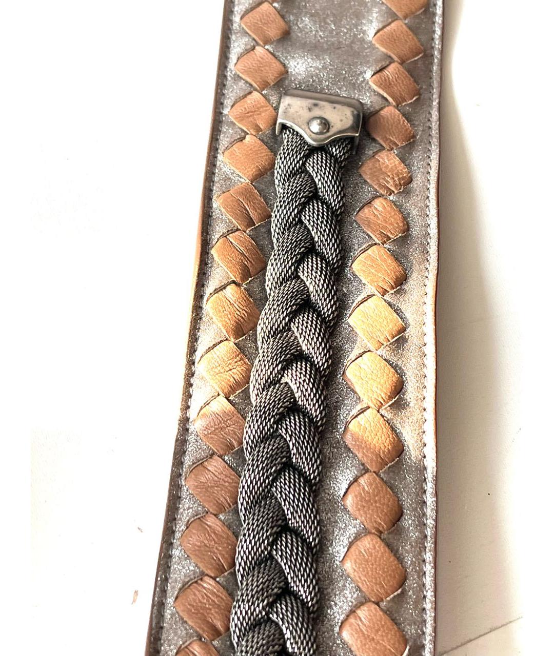 BOTTEGA VENETA Коричневый кожаный ремень, фото 3