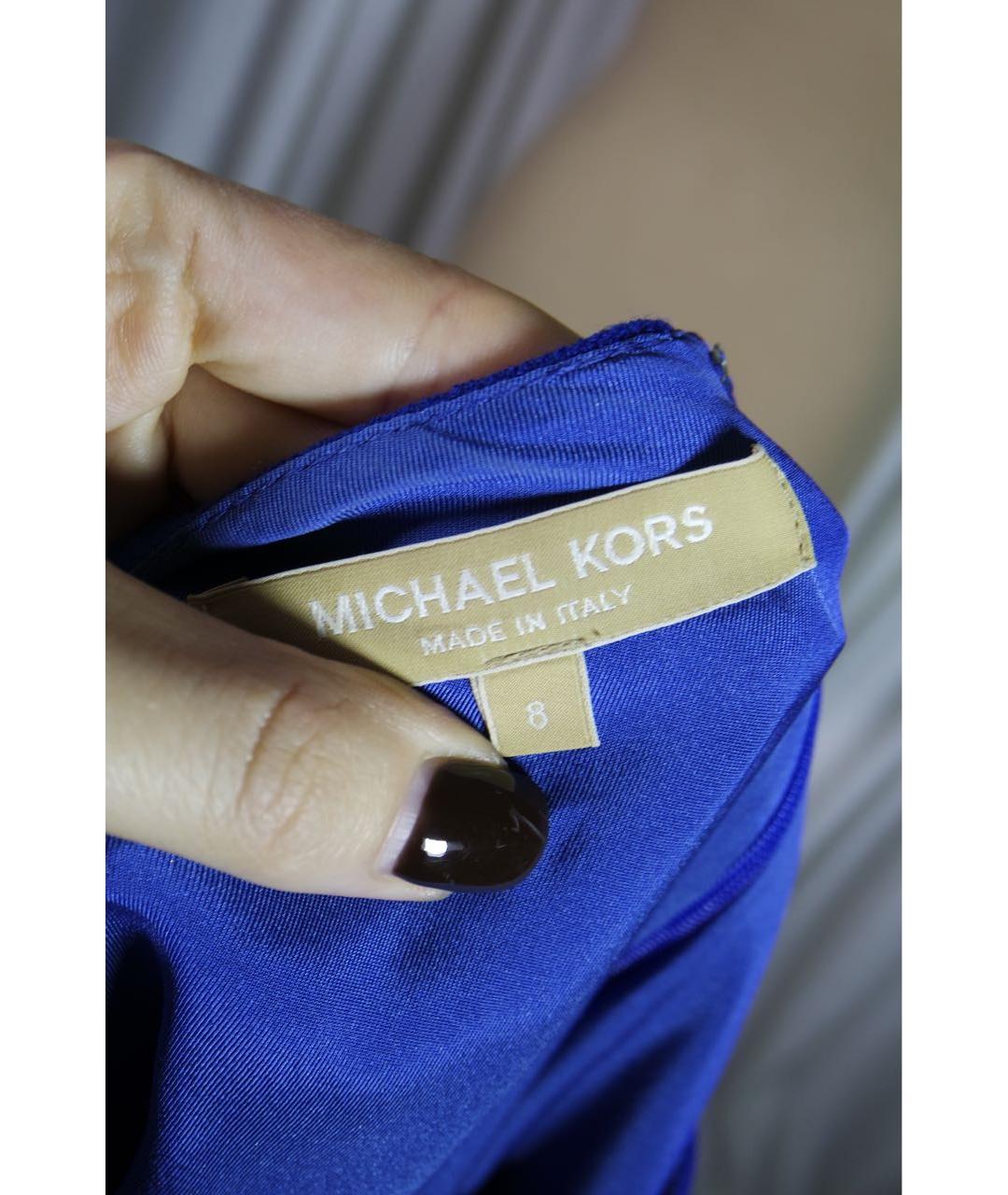 MICHAEL KORS Синее шерстяное повседневное платье, фото 3