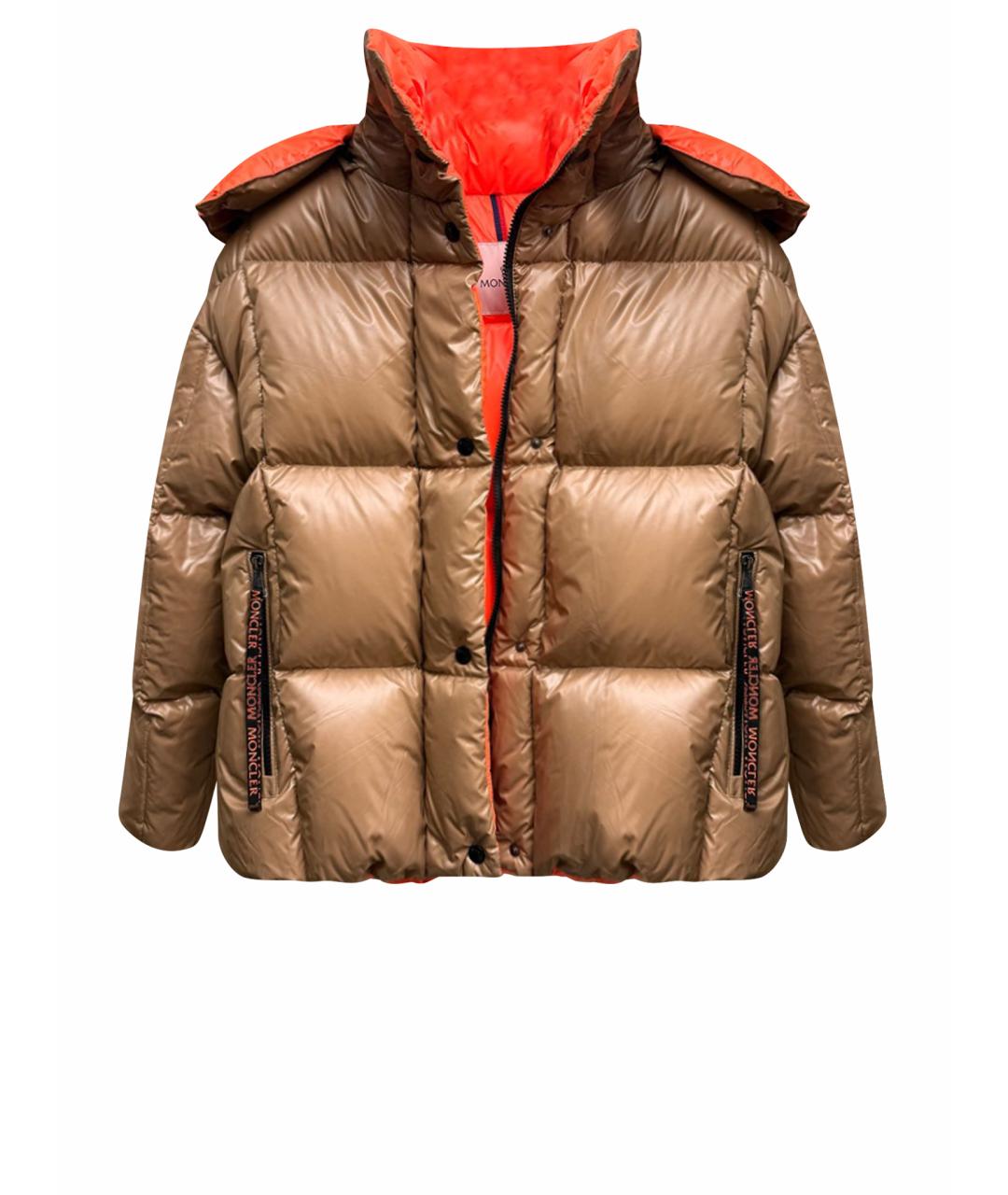 MONCLER Бежевый полиамидовый пуховик, фото 1