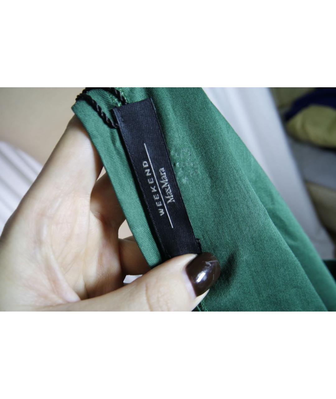 WEEKEND MAX MARA Зеленая хлопковая футболка, фото 3