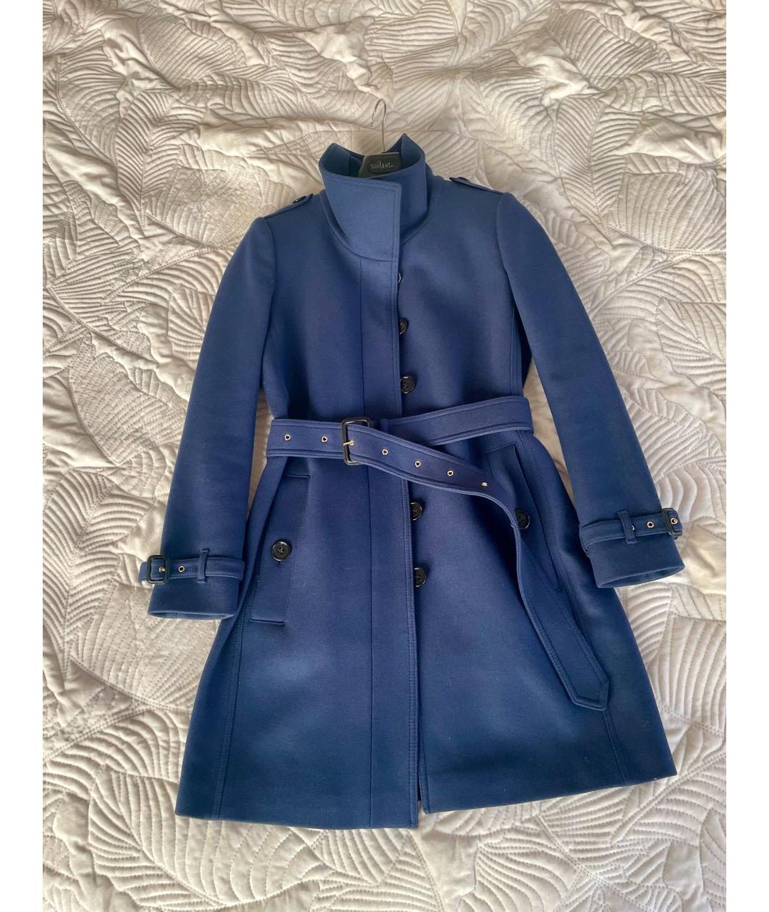 BURBERRY Темно-синее шерстяное пальто, фото 5
