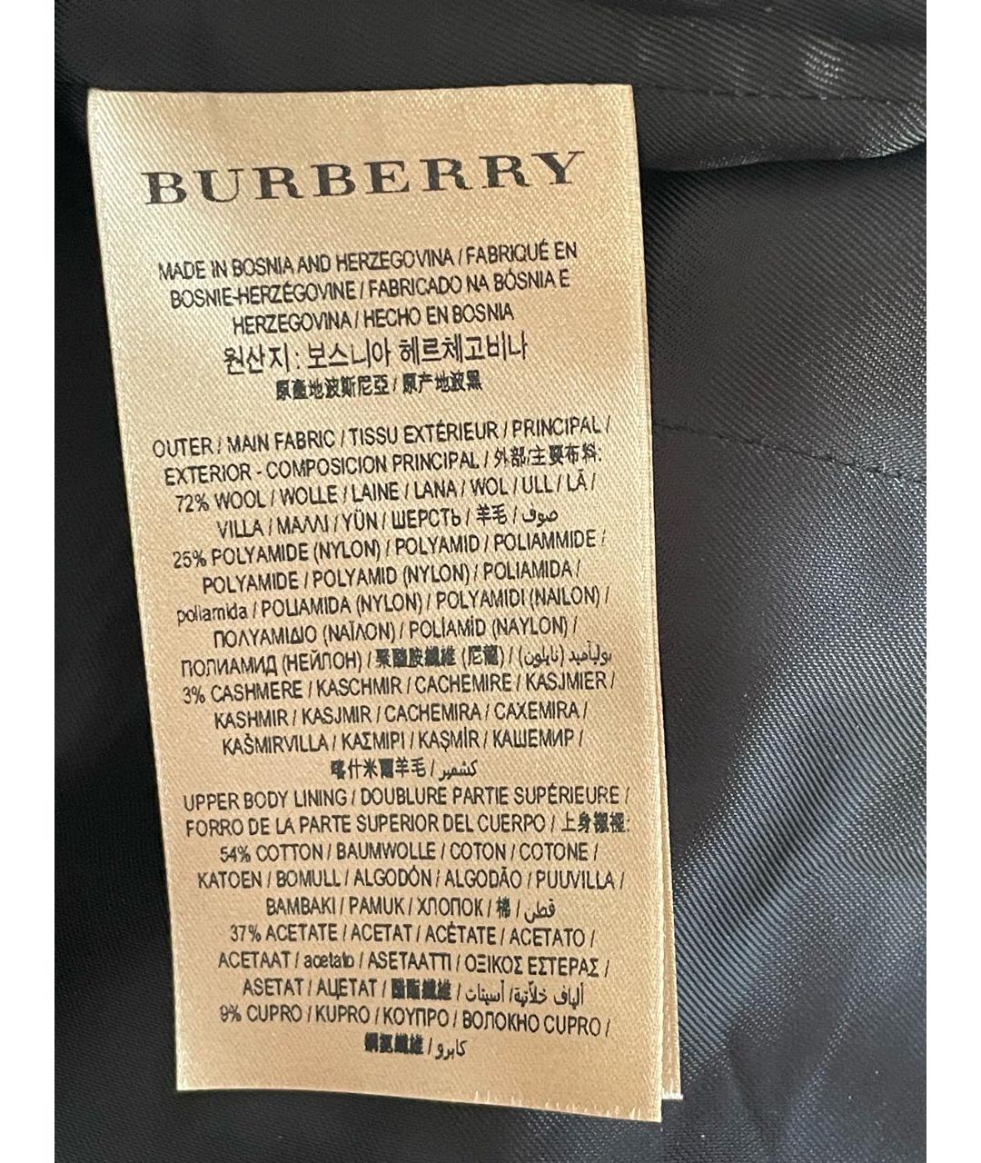 BURBERRY Темно-синее шерстяное пальто, фото 6