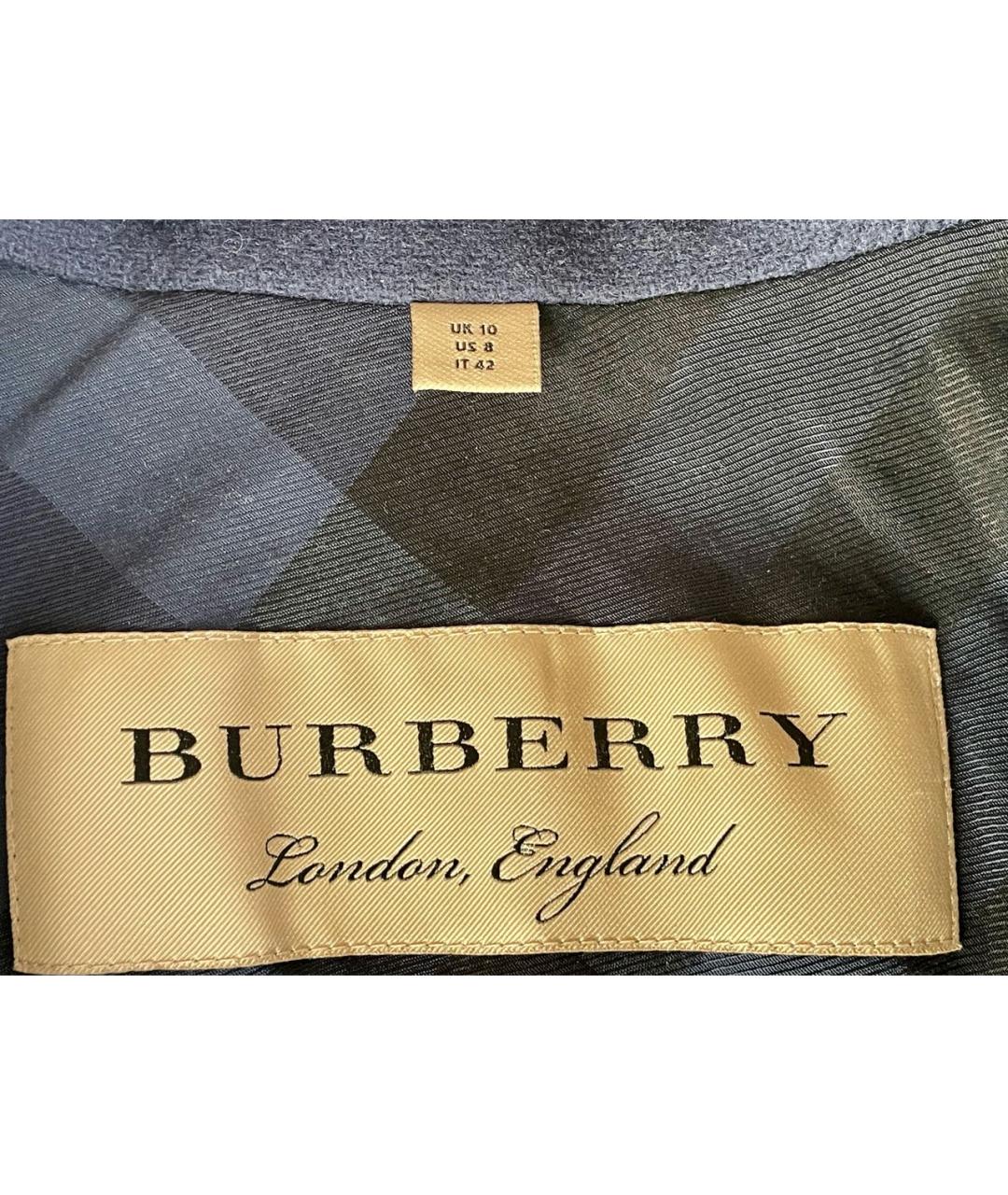 BURBERRY Темно-синее шерстяное пальто, фото 4
