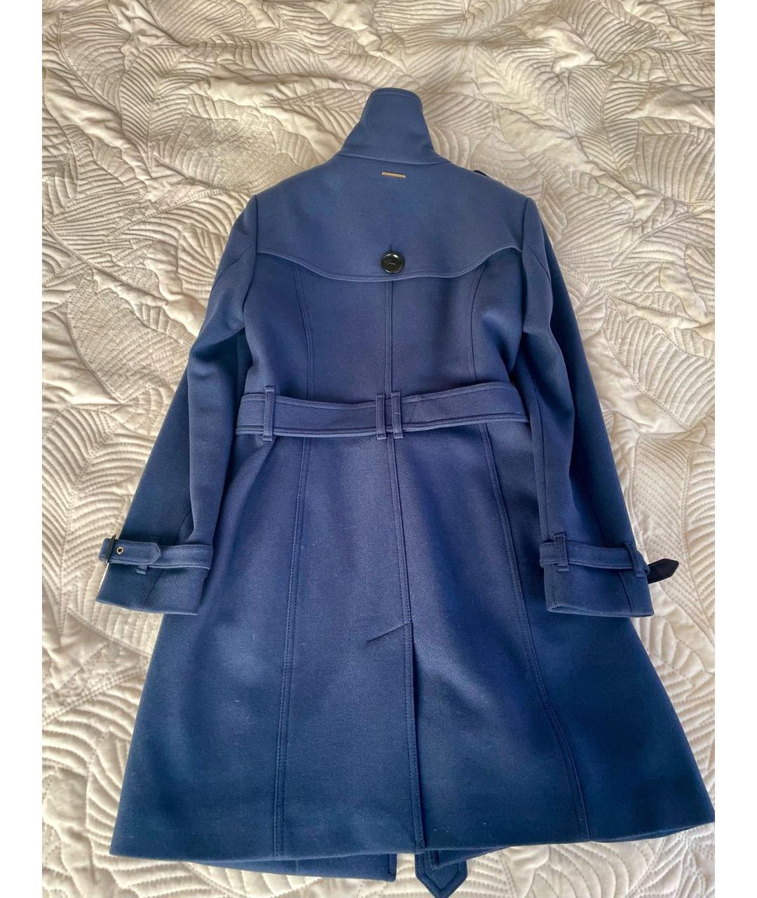 BURBERRY Темно-синее шерстяное пальто, фото 2