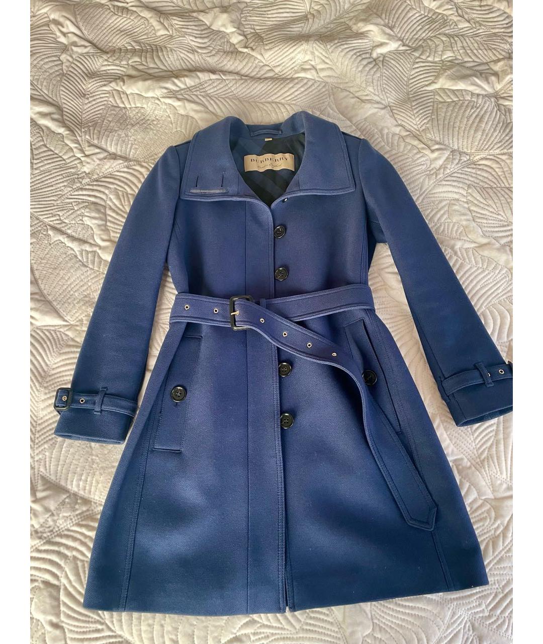 BURBERRY Темно-синее шерстяное пальто, фото 9