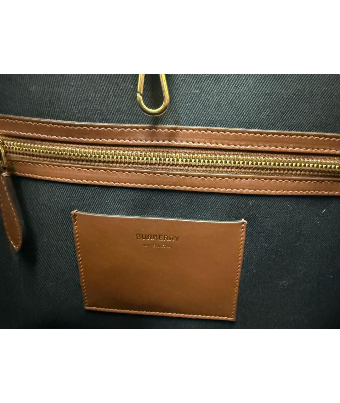 BURBERRY Коричневая кожаная сумка тоут, фото 4