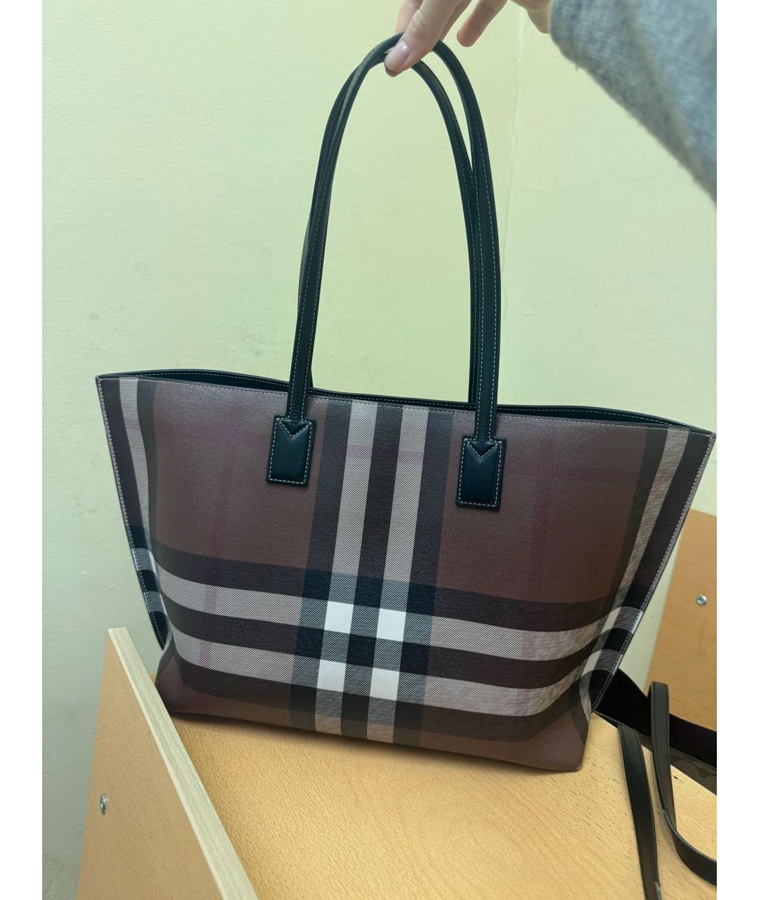 BURBERRY Коричневая кожаная сумка тоут, фото 9