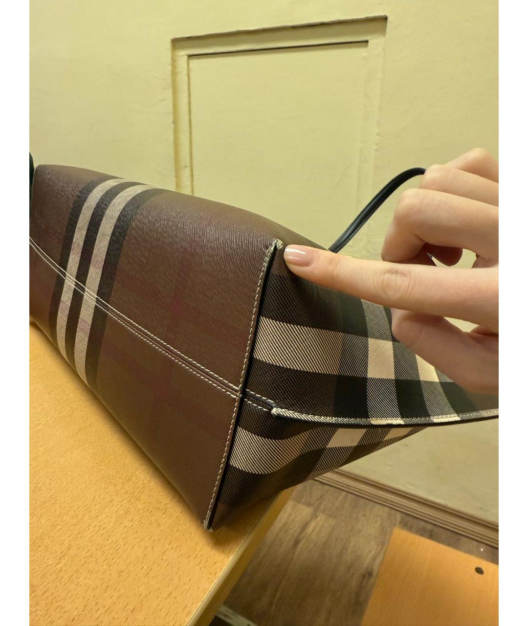 BURBERRY Коричневая кожаная сумка тоут, фото 6
