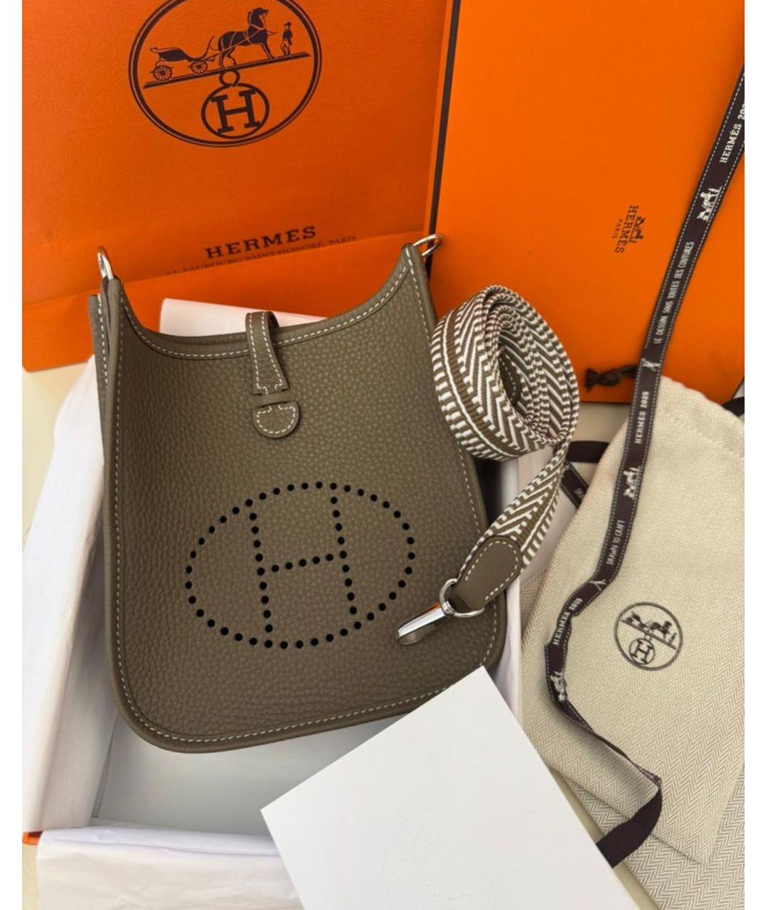 HERMES Бежевая кожаная сумка через плечо, фото 2