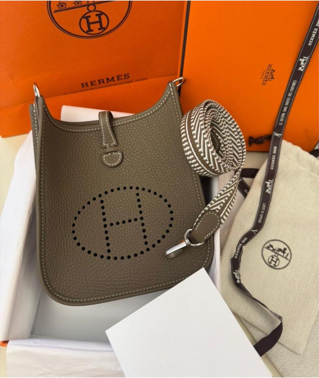 HERMES Бежевая кожаная сумка через плечо, фото 3