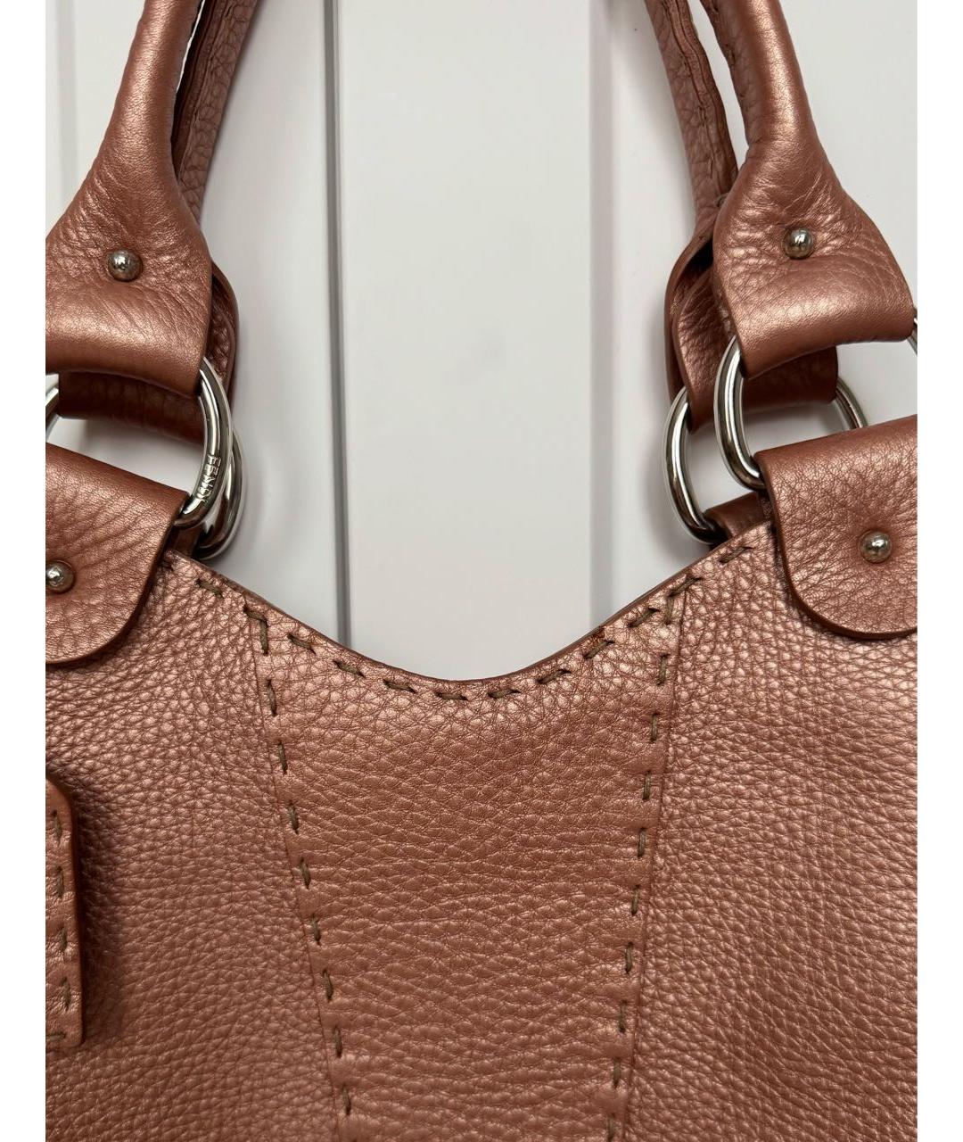 FENDI Розовая кожаная сумка тоут, фото 5