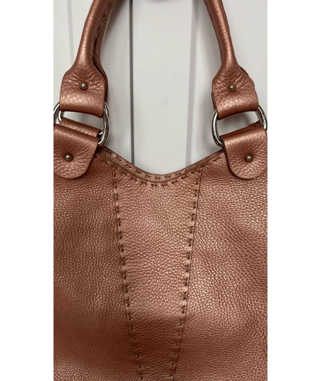 FENDI Розовая кожаная сумка тоут, фото 6