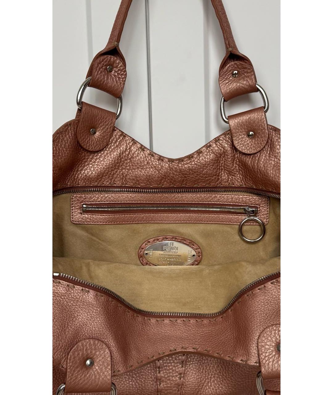 FENDI Розовая кожаная сумка тоут, фото 2