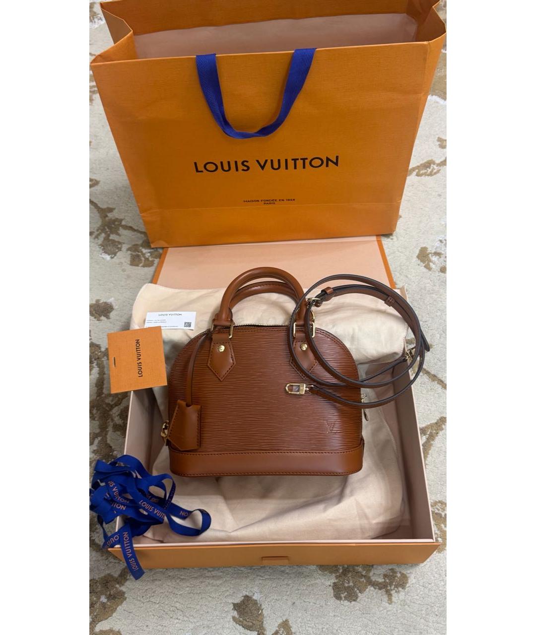 LOUIS VUITTON Коричневая кожаная сумка с короткими ручками, фото 9