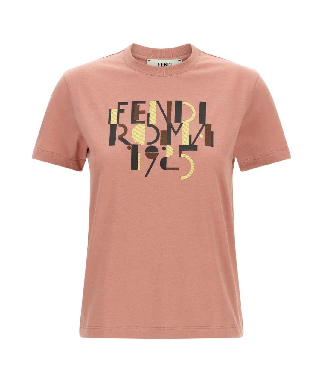 FENDI Розовая хлопковая футболка, фото 1