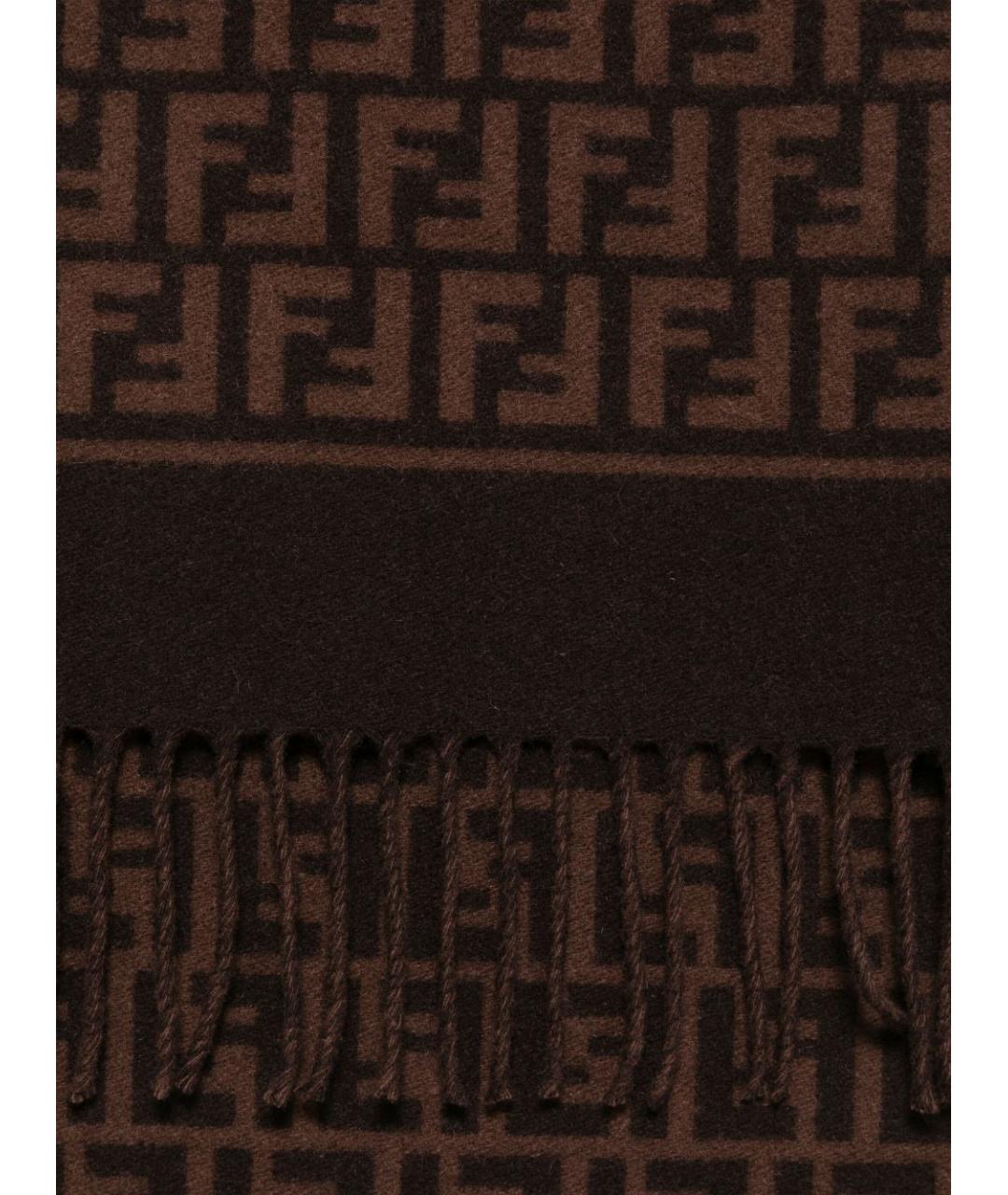 FENDI Коричневый кашемировый шарф, фото 2