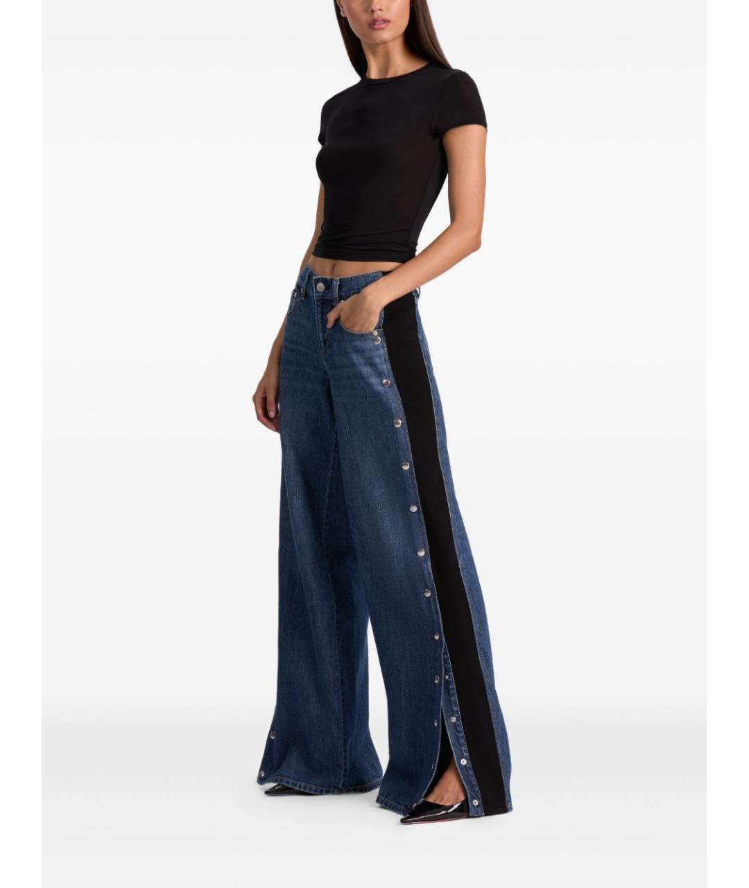 ALICE+OLIVIA Синие хлопковые прямые джинсы, фото 4