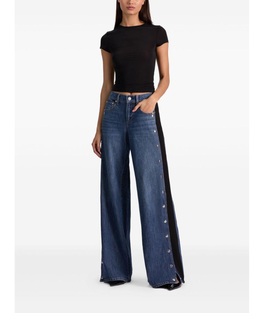 ALICE+OLIVIA Синие хлопковые прямые джинсы, фото 5