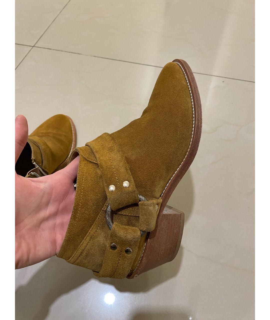 GOLDEN GOOSE DELUXE BRAND Горчичные замшевые полусапоги, фото 9