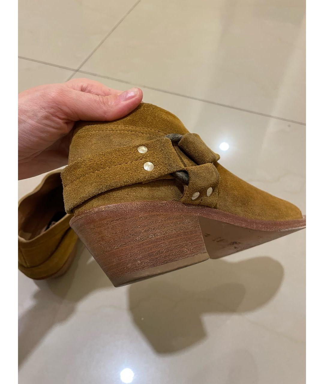 GOLDEN GOOSE DELUXE BRAND Горчичные замшевые полусапоги, фото 7