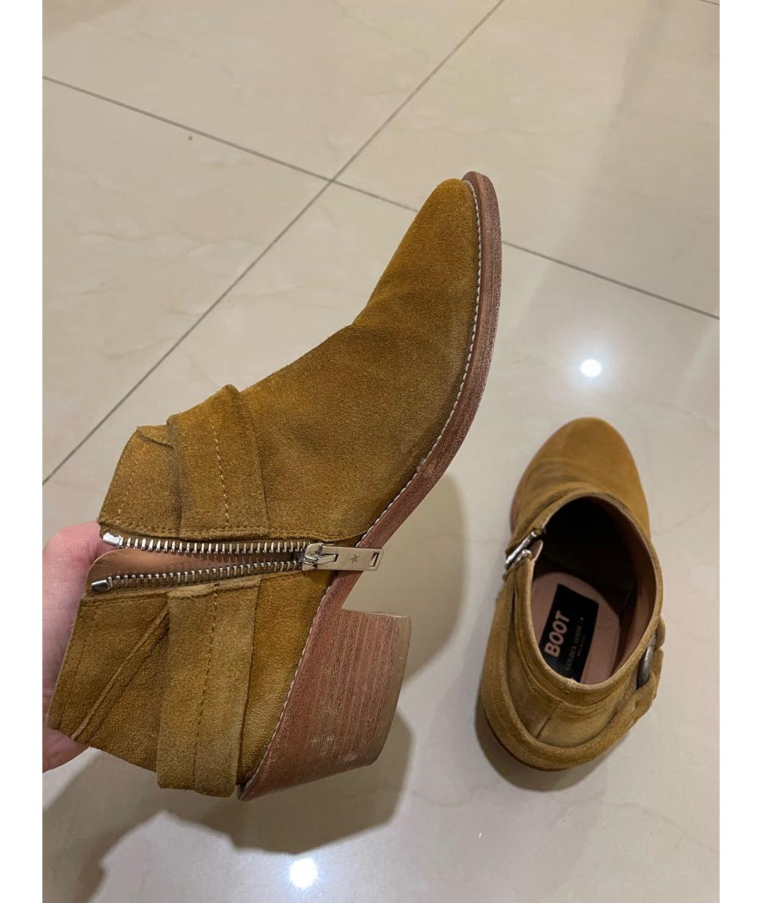 GOLDEN GOOSE DELUXE BRAND Горчичные замшевые полусапоги, фото 6