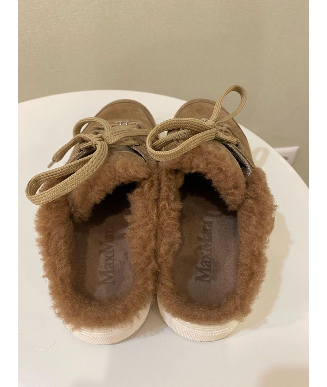 MAX MARA Коричневые замшевые кроссовки, фото 3