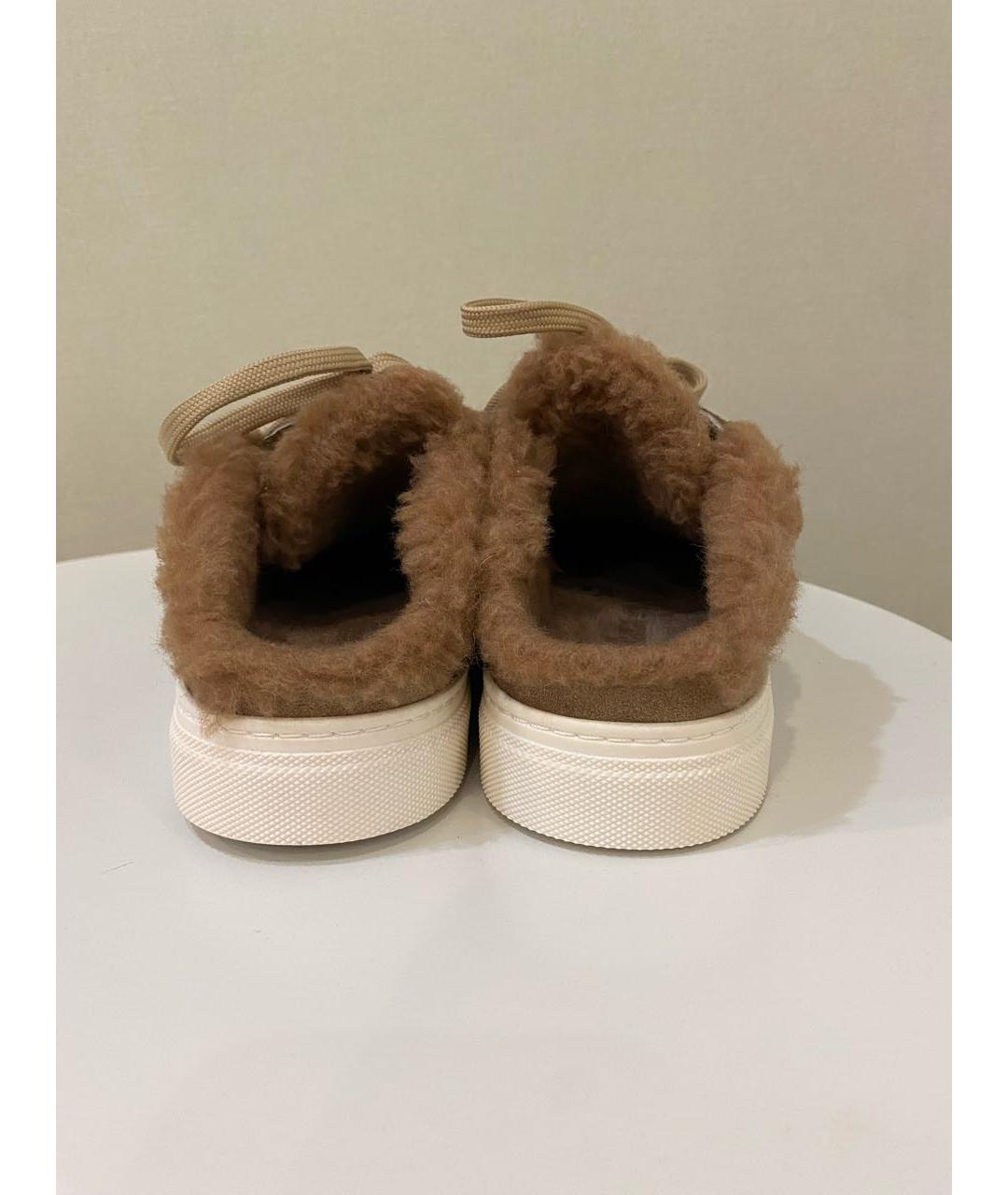 MAX MARA Коричневые замшевые кроссовки, фото 4