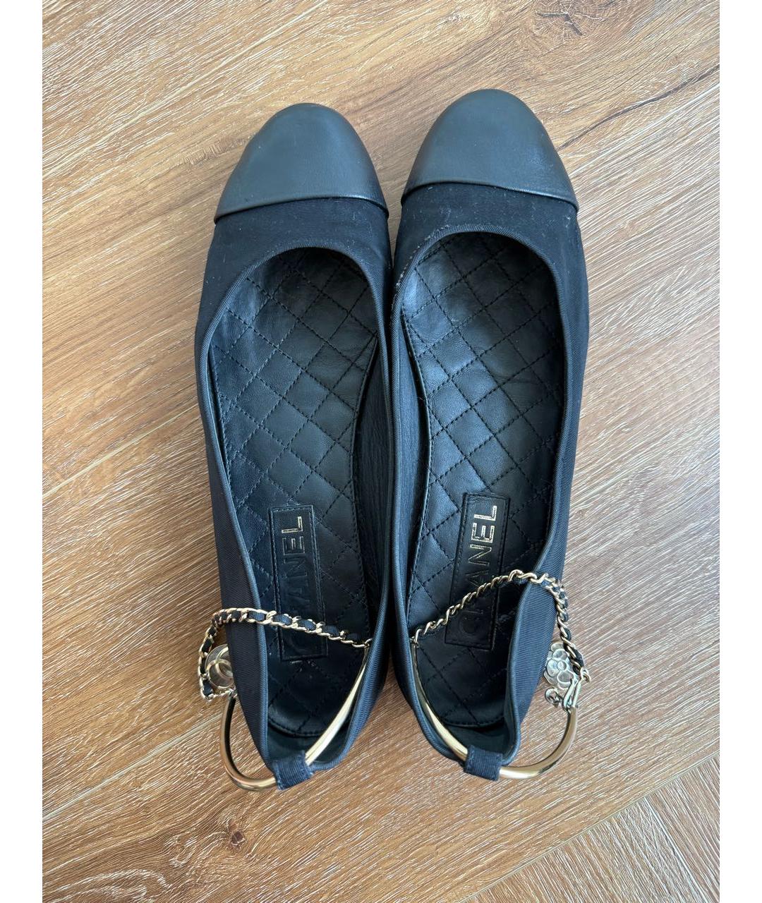 CHANEL Черные текстильные балетки, фото 3
